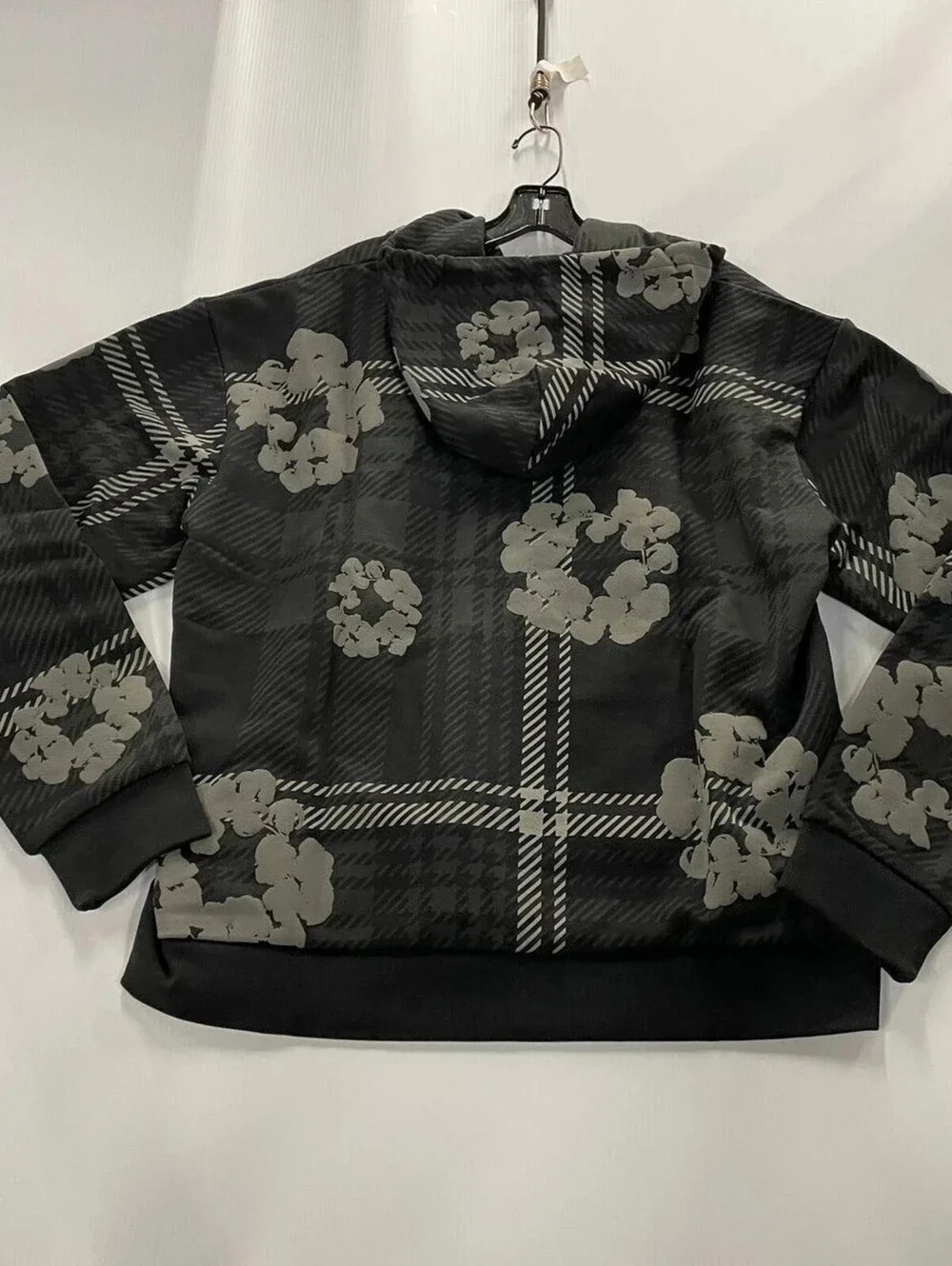 DENIM TEARS Plaid Cotton Wreath Zip Hoodie Black Men's Size XL NWT AUTHENTIC